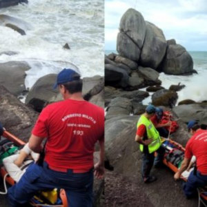 Jovem é resgatado após acidente ao praticar esporte em praia de Porto Belo