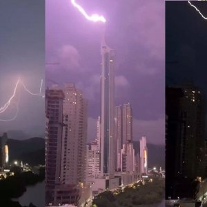 VÍDEO: Raio atinge o edifício mais alto da América Latina e imagem impressiona