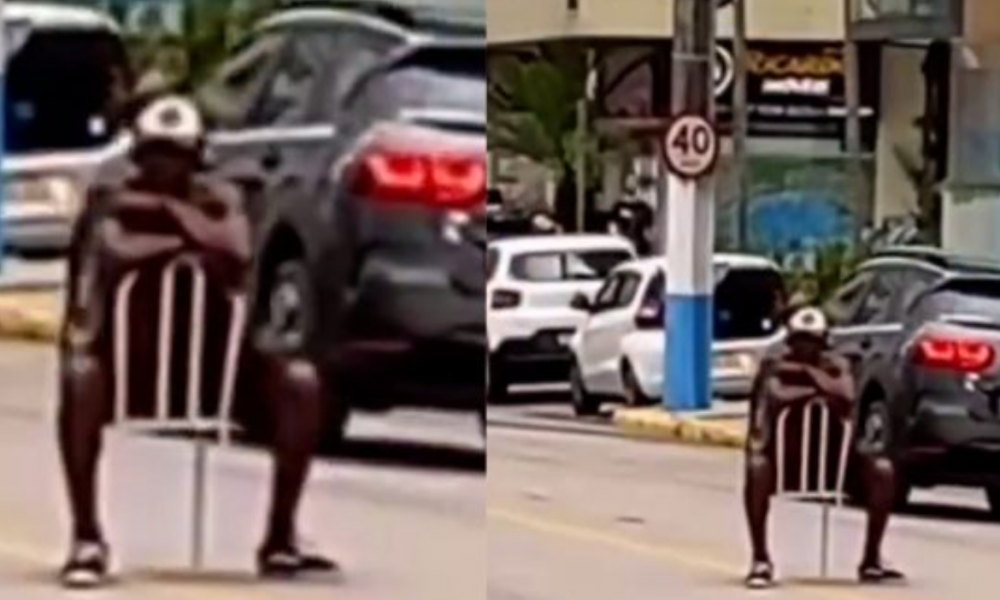 VÍDEO: Homem senta no meio de Avenida em Itapema e intriga pedestres e motoristas