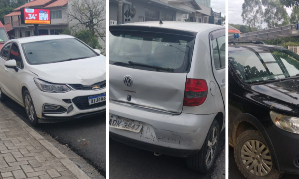 Colisão entre três veículos no Centro de São João Batista deixa uma mulher ferida