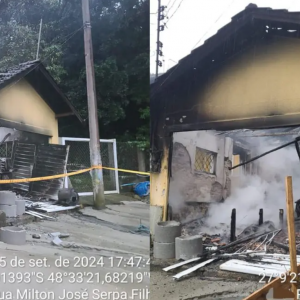 Incêndio destrói garagem e lancha em residência de Porto Belo