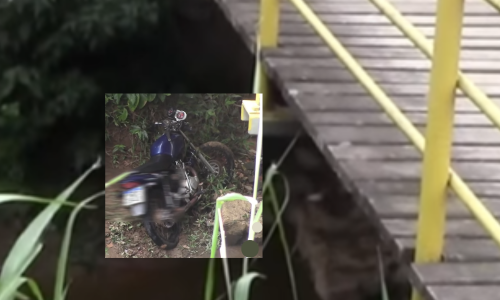 Motociclista cai em rio em Tijucas e sai ileso após acidente