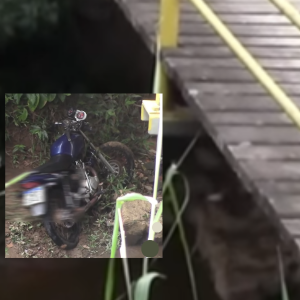 Motociclista cai em rio em Tijucas e sai ileso após acidente