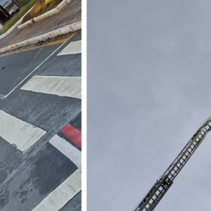 Risco de queda de telhado em passarela mobiliza os bombeiros em Balneário Camboriú 