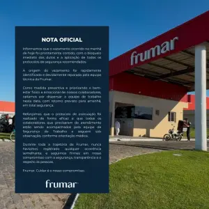 Empresa de pescados emite nota oficial sobre vazamento de amônia ocorrido nesta segunda