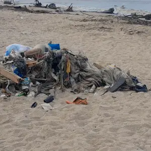 Vídeos mostram acúmulo de lixo na Praia de Tijucas neste domingo