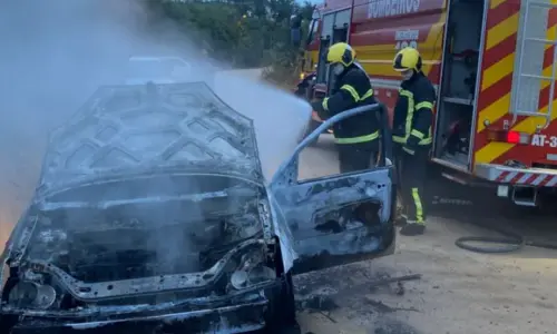 Carro é completamente destruído por incêndio em São João Batista