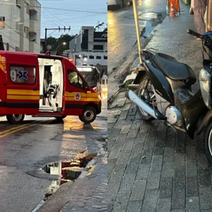 Colisão entre moto e carro deixa mulher ferida em Brusque