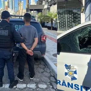 Homem é preso após vandalizar viatura dos Agentes de Trânsito em Balneário Camboriú