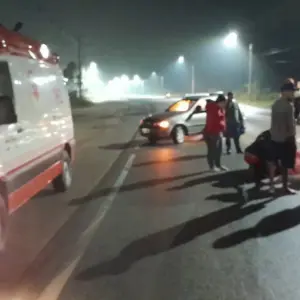 Mulher fica ferida em acidente de moto na SC-410 em Canelinha