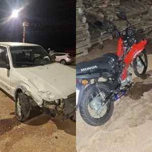 Colisão entre carro e motocicleta deixa jovem ferido na SC-410