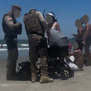Caso envolvendo bebê sob sol forte e som alto mobiliza PM na Praia Central de BC