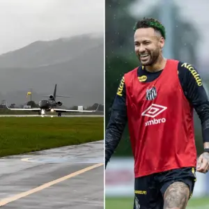 Jatinho de Neymar Jr. avaliado em R$ 250 milhões pousa em Porto Belo