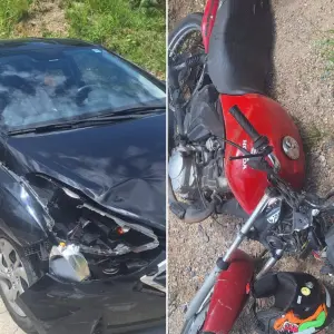 Colisão entre carro e motocicleta deixa mulher gravemente ferida na SC-108