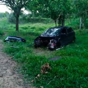 Carro furtado  é encontrado desmontado em área de mata 