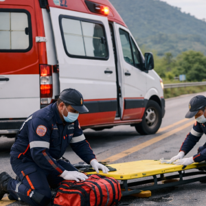 Queda de moto deixa motociclista ferido na SC-410 em Tijucas