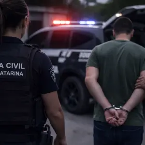 Suspeito por estupro é localizado perto de casa e levado ao presídio em Tijucas