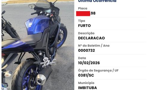 Moto furtada é recuperada em Itapema; veículo estava há dois meses parado na mesma rua