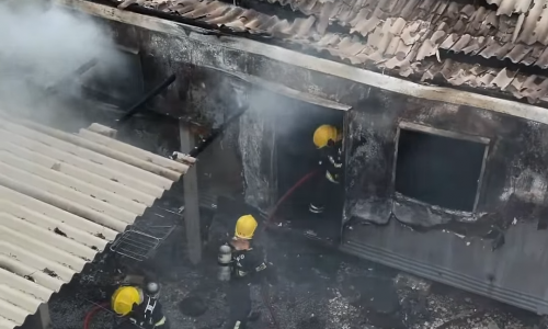 Contêiner usado como moradia é destruído por incêndio em Nova Trento