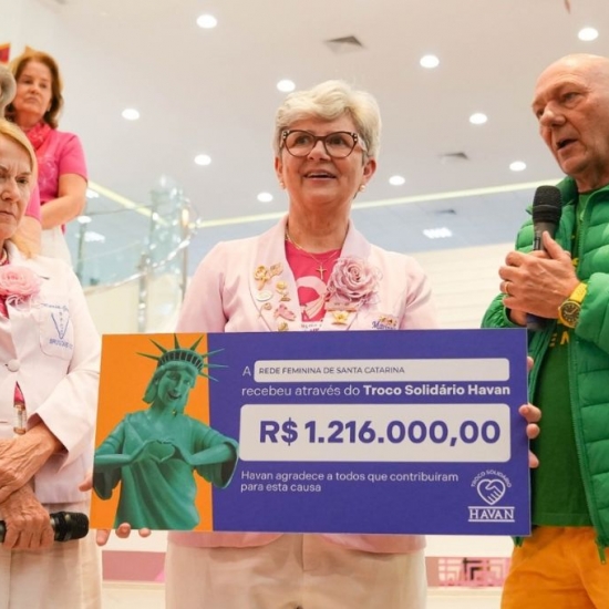 Rede Feminina recebe mais de R$ 1,2 milhão da Havan para ações contra o câncer