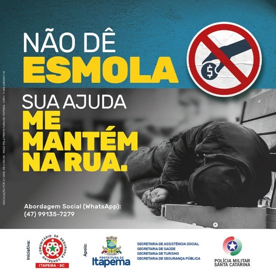 Banner Topo | Prefeitura de Itapema | PI 32679 | Campanha: Não Dê Esmola 