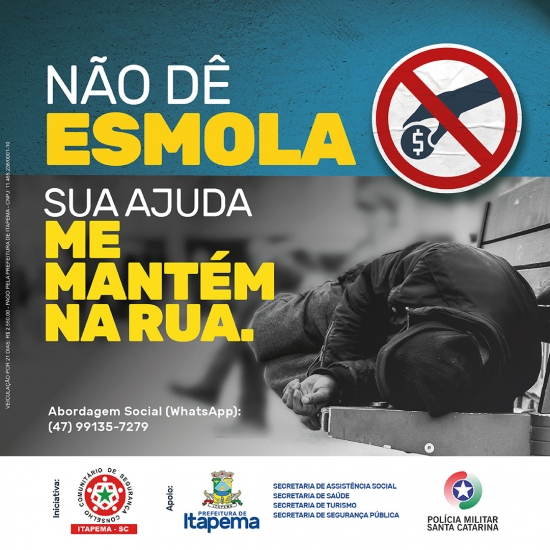 Banner Topo | Prefeitura de Itapema | PI 32801 | Campanha: Não Dê Esmola