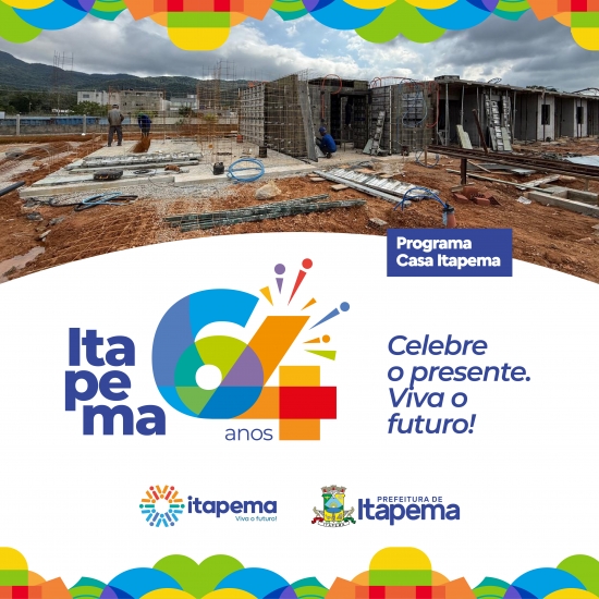 Banner Topo | Prefeitura de Itapema | PI 32950.26 Campanha: Itapema 64 anos | Viva o Futuro