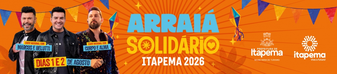 Banner Topo | Prefeitura de Itapema | PI 33033.26 | Campanha: Arraiá Solidário Itapema 2026
