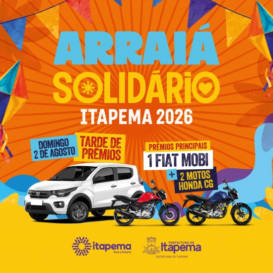 Banner Topo | Prefeitura de Itapema | PI 33033.26 | Campanha: Arraiá Solidário Itapema 2026