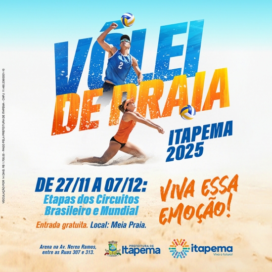Banner Topo | Prefeitura de Itapema | PI 32766 | Campanha: Vôlei de Praia Itapema