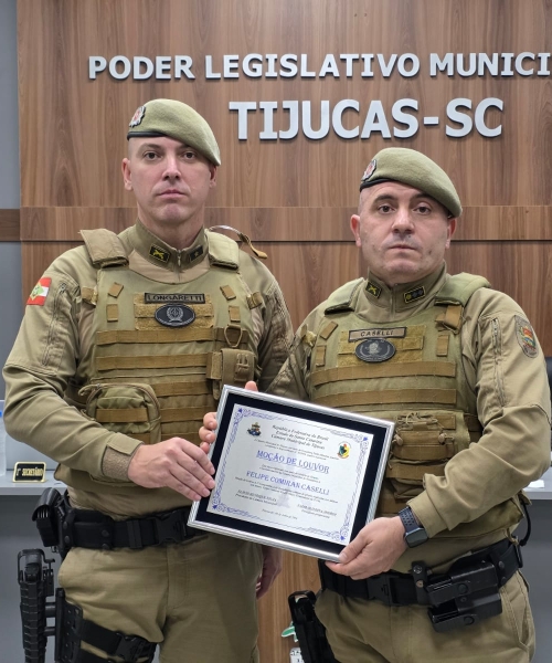 Comandante da Polícia Militar de Tijucas recebe moção de aplauso 