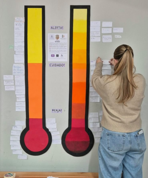 Mural em escola de Itapema reúne a percepção de alunos sobre violência 